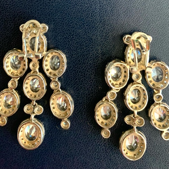 Fabulous Silver Chandelier CZ Earrings with Posts/Omega Backs - Picture 4 of 4